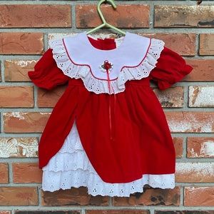 VINTAGE Velvet and Lace Christmas Dress (Red)